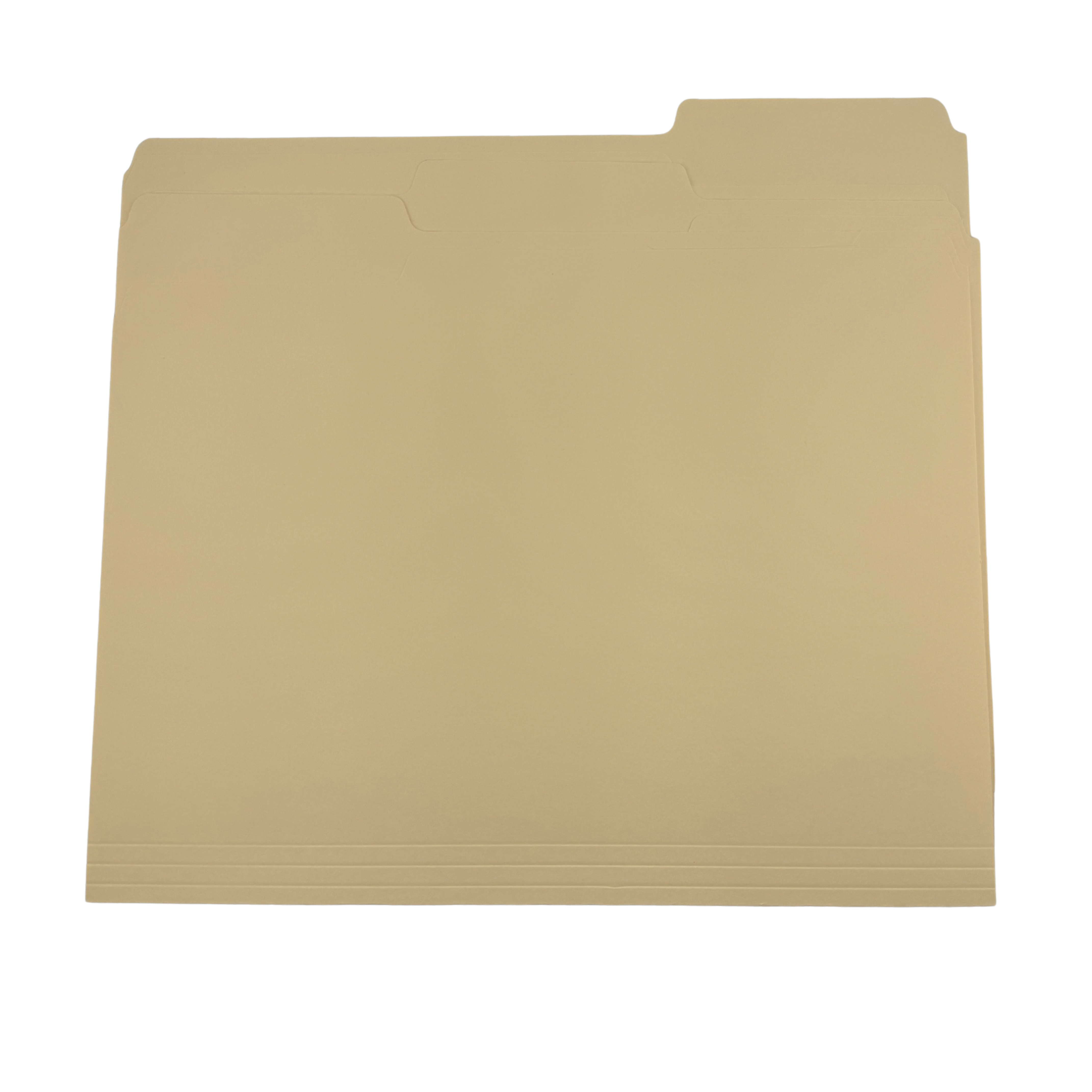 Stack of beige file folders on a white background