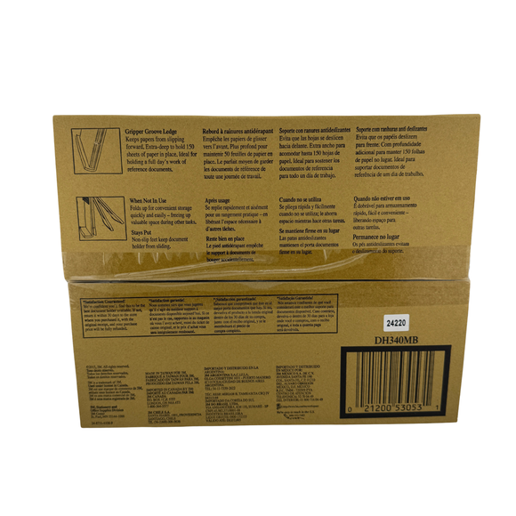 3M Desktop Document Holder with Clip and Guide Bar, Black/Silver, Plastic - DH340MB