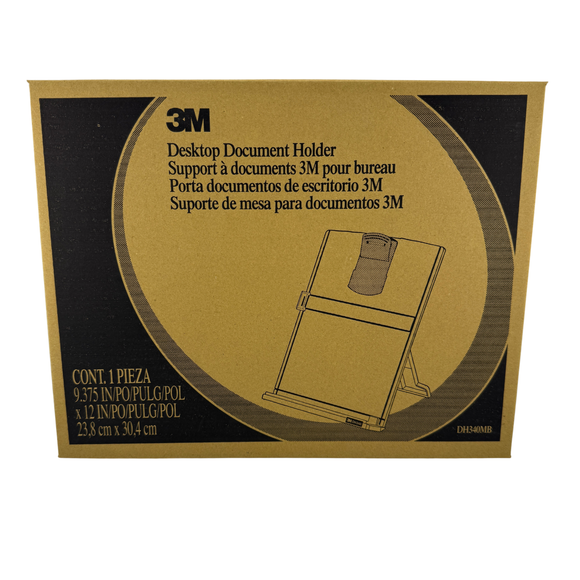3M Desktop Document Holder with Clip and Guide Bar, Black/Silver, Plastic - DH340MB