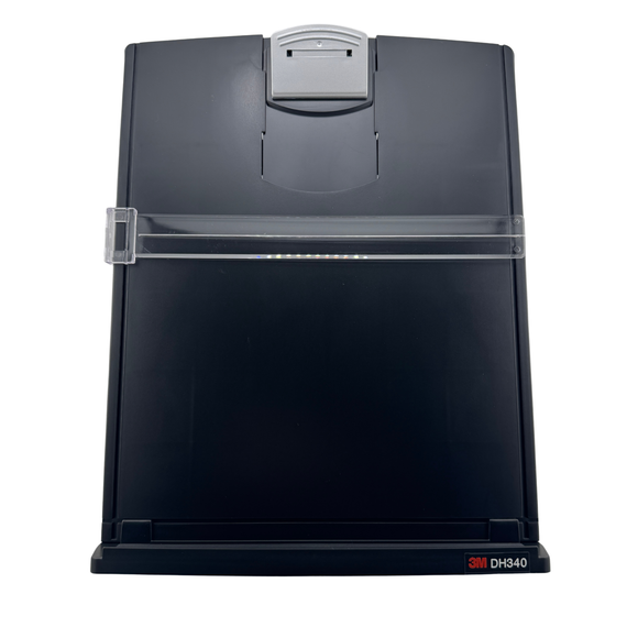 3M Desktop Document Holder with Clip and Guide Bar, Black/Silver, Plastic - DH340MB