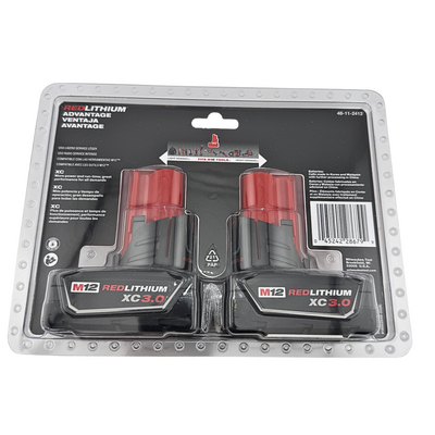 Two RedLithium XC 3.0 batteries in packaging on a white background