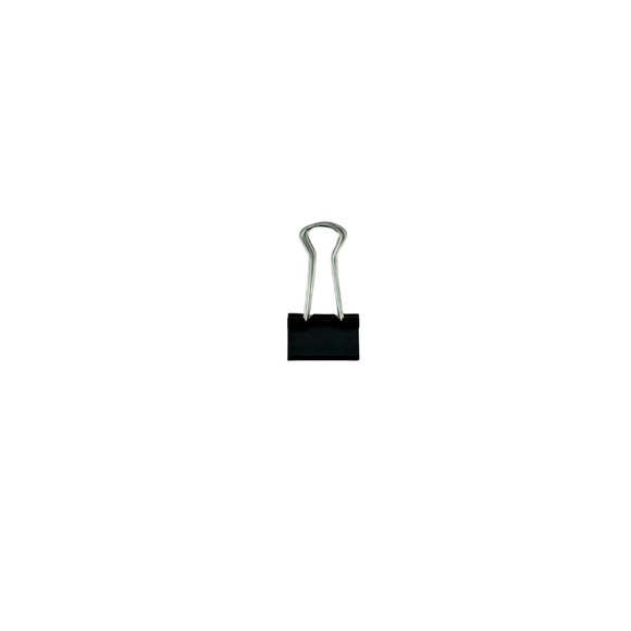 Black paper clip on a white background
