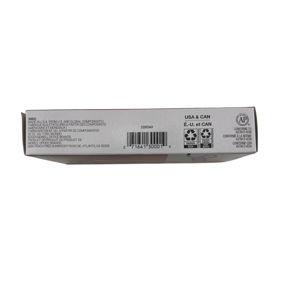 Back of a product packaging with text, barcodes, and recycling symbols on a white background