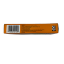 Orange box with barcode and text on a white background