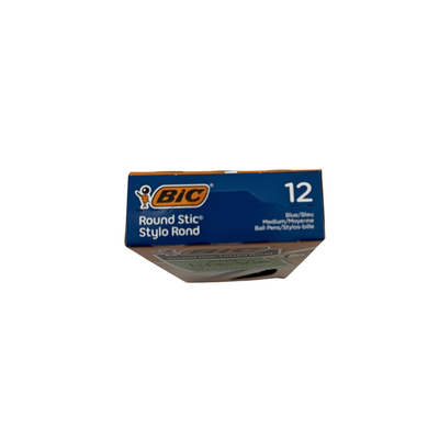 Box of BIC Round Stic Stylo Rond on a white background
