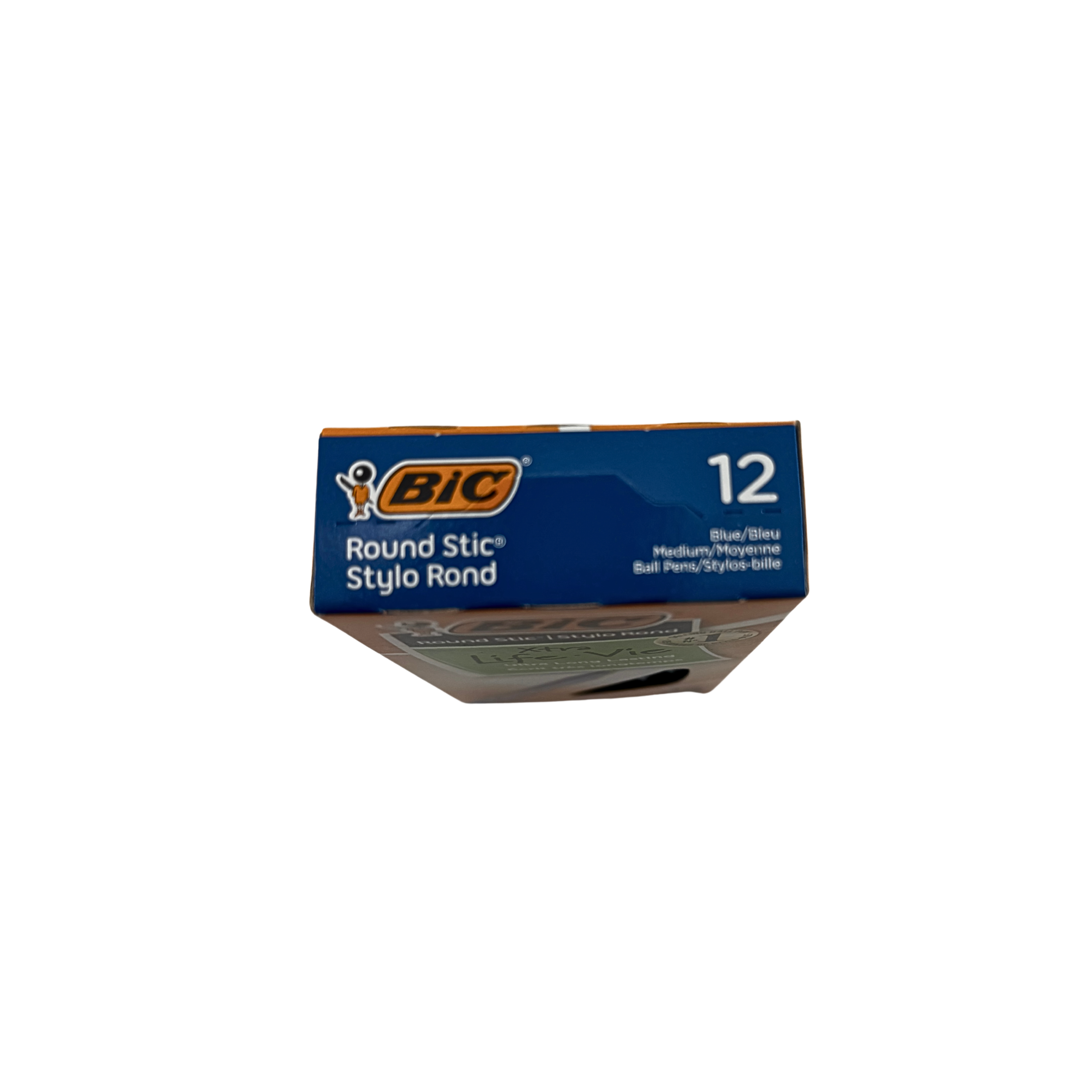 Box of BIC Round Stic Stylo Rond on a white background
