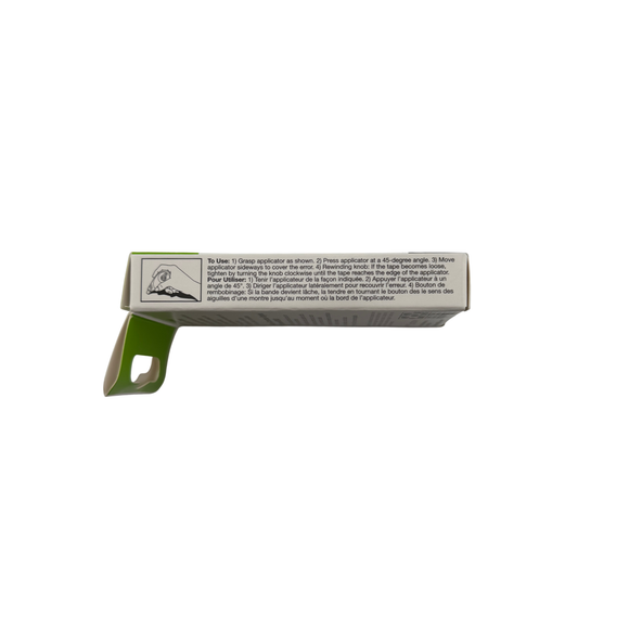 Small rectangular device with a green lever on a white background