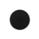 Black circular object on a white background