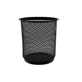 Black mesh bin on a white background