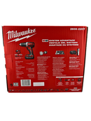 Red Milwaukee tool box with product details on a white background