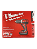 Milwaukee M18 compact drill/driver kit packaging on a white background