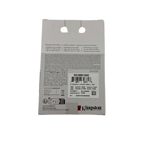 Kingston memory card packaging with text and barcode on a white background