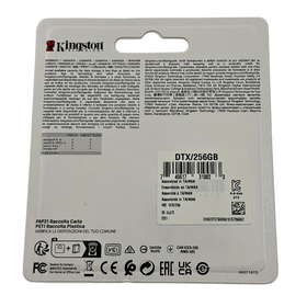 Kingston flash drive packaging with text and barcodes on a white background