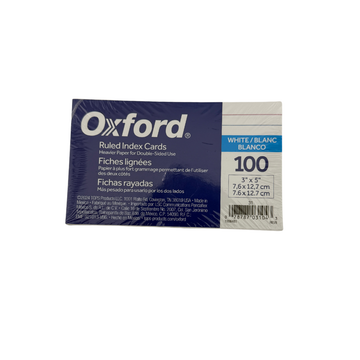 Pack of Oxford ruled index cards on a white background