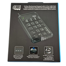 Adesso 19-key mechanical keypad packaging with USB hub on a black background