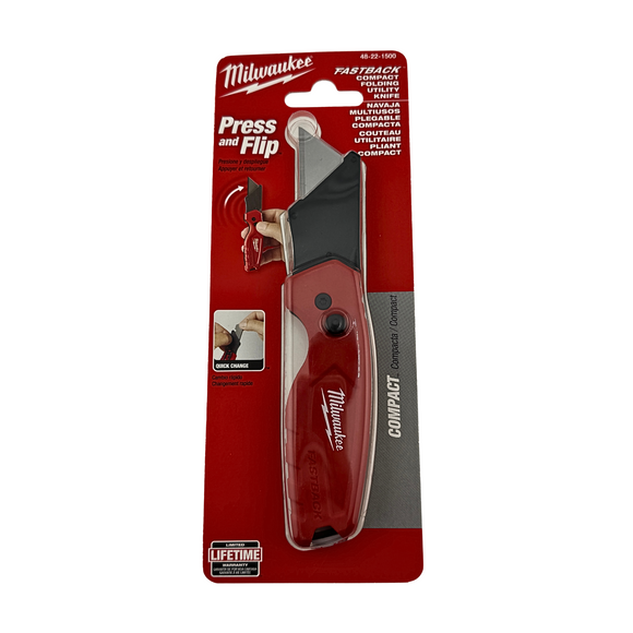 Milwaukee compact folding knife in packaging on a white background