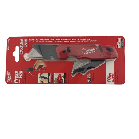 Milwaukee Tool FASTBACK Folding Utility Knife with Blade Storage - 48-22-1502