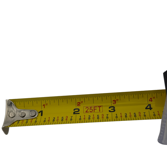Yellow measuring tape with black numbers on a white background