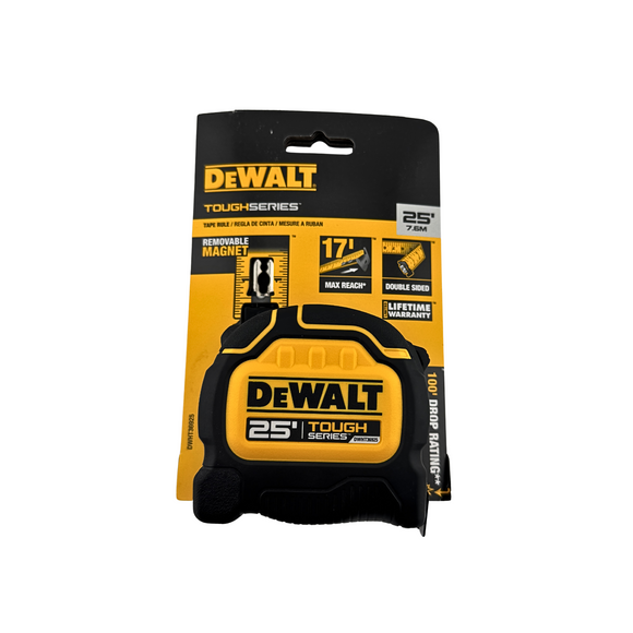 DeWalt tape measure packaging on a white background