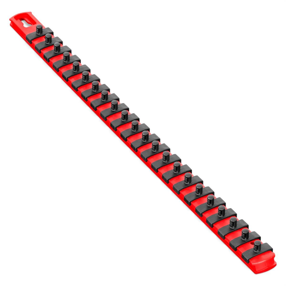 Ernst Mfg. 18” Socket Organizer and 22 Twist Lock Clips - Red - 1/4”