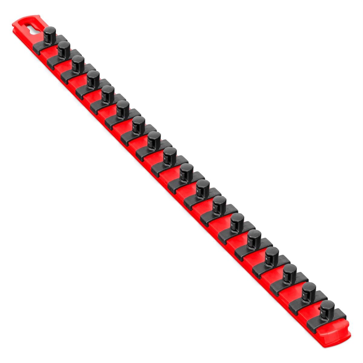 Ernst Mfg. 18” Socket Organizer and 18 Twist Lock Clips - Red - 3/8”