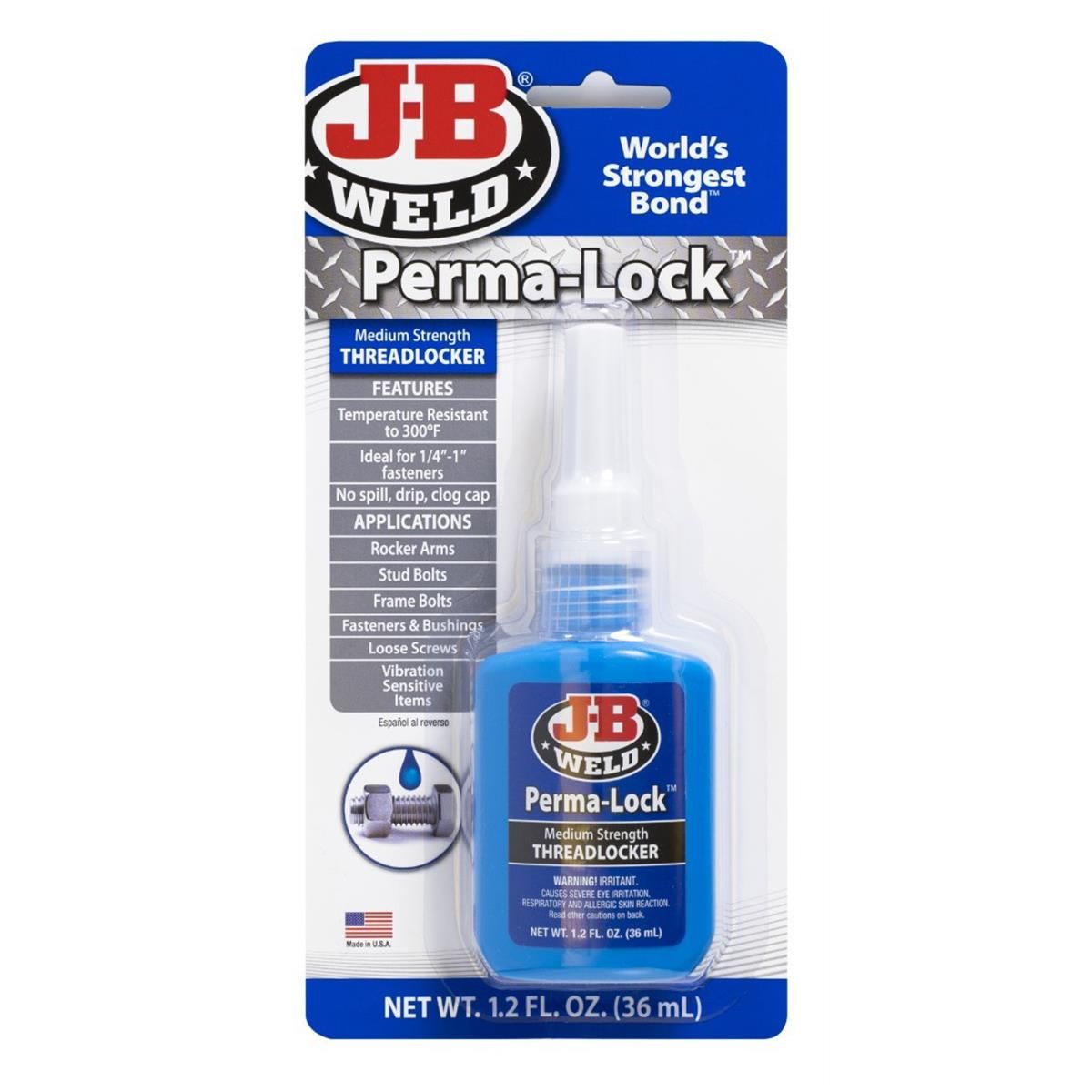 J-B Weld Threadlocker - Perma-Lock Medium Strength Blue 36ml