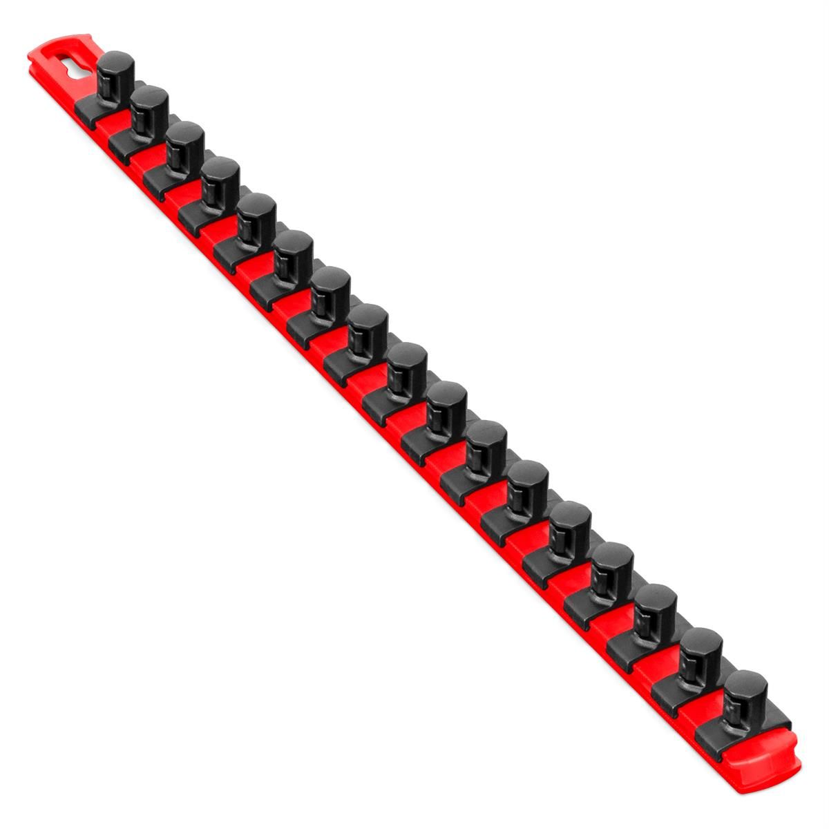 Ernst Mfg. 18” Socket Organizer and 17 Twist Lock Clips - Red - 1/2”