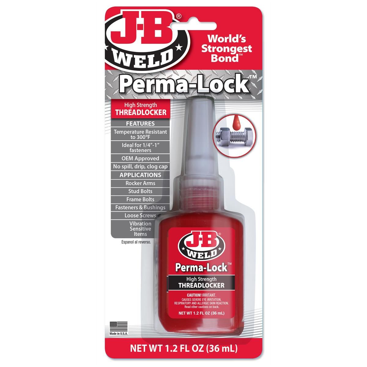 J-B Weld Threadlocker - Perma-Lock High Strength Red 36ml
