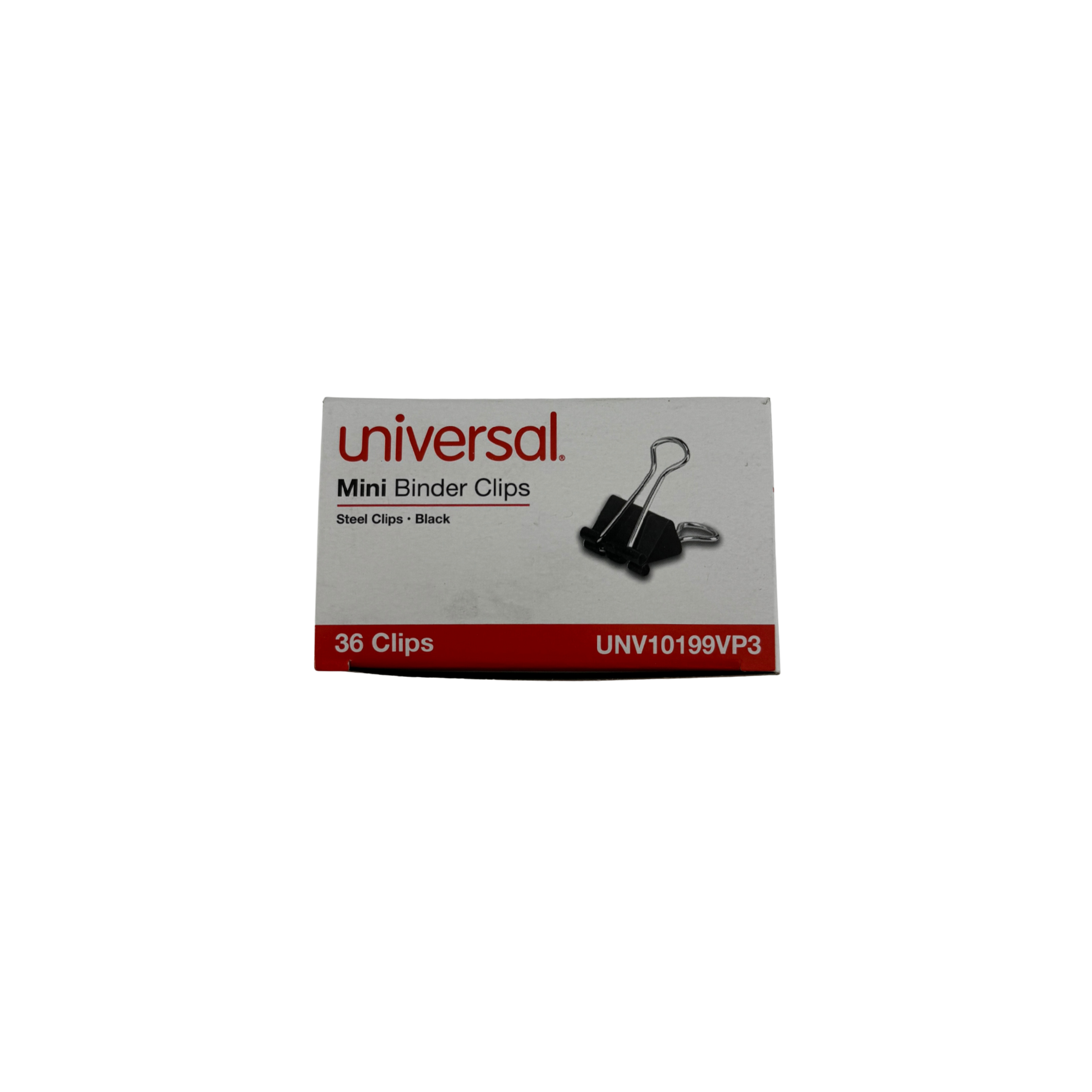 Universal Binder Clips, Mini, Black/Silver, 36/Box, 1/4" Capacity
