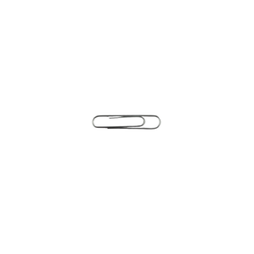 Silver paper clip on a white background