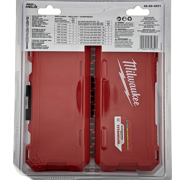 Milwaukee Tool SHOCKWAVE Impact Duty RED HELIX Titanium Coated Drill Bit Set - 23 PC - 48-89-4631