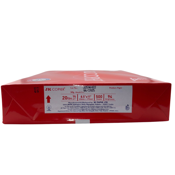 Red box of JK Copier paper on a white background