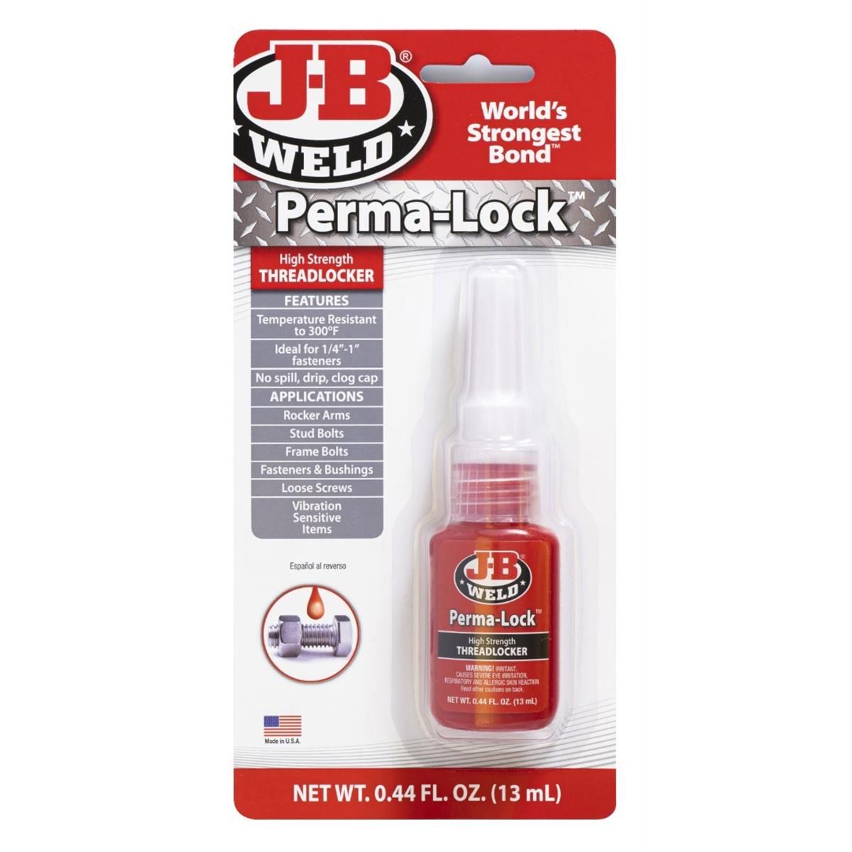 J-B Weld Threadlocker - Perma-Lock High Strength Red 13ml