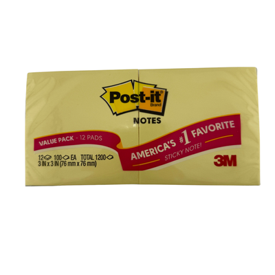 Pack of Post-it notes with 3M branding on a white background
