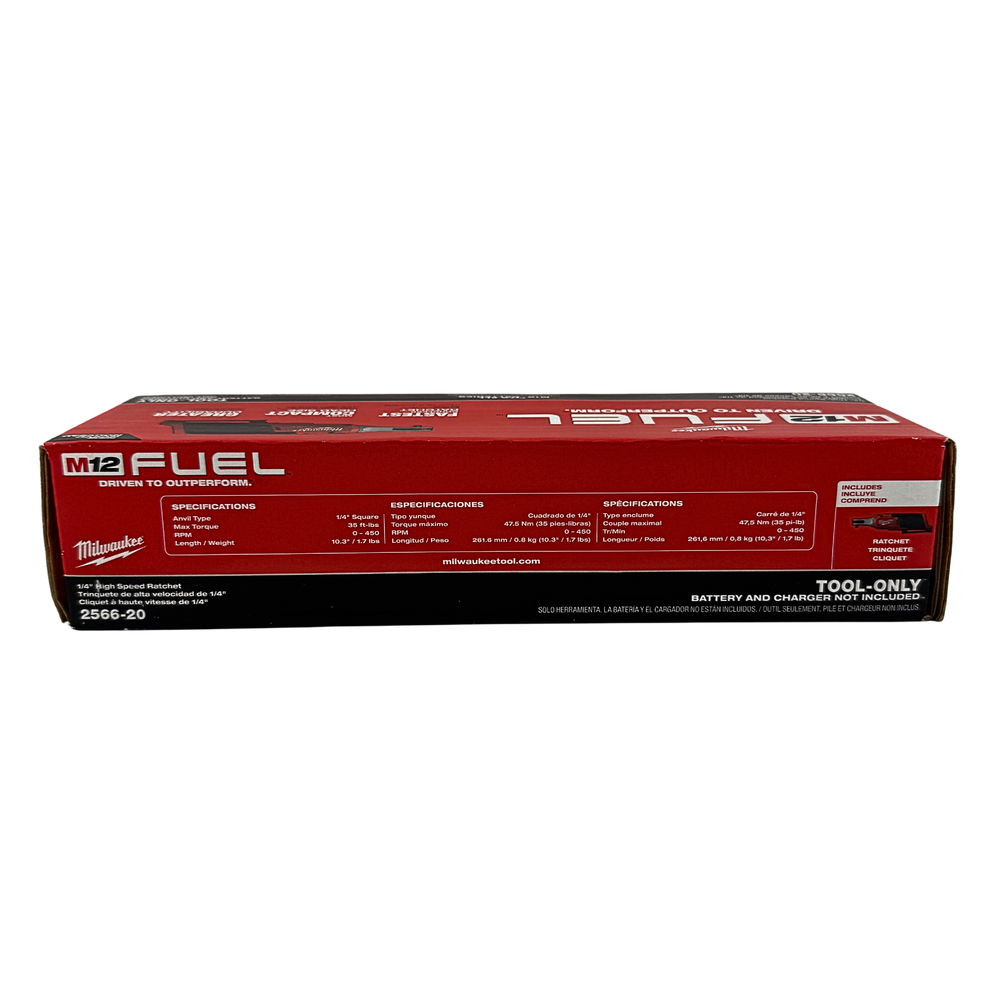 Milwaukee Tool M12 FUEL 1/4" High Speed Ratchet (Tool Only Model) - 2566-20 - 0