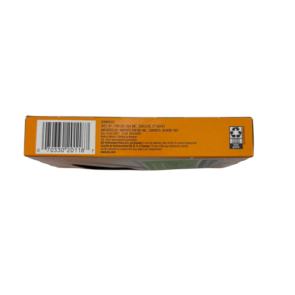Back view of a product box with a barcode and text on an orange background