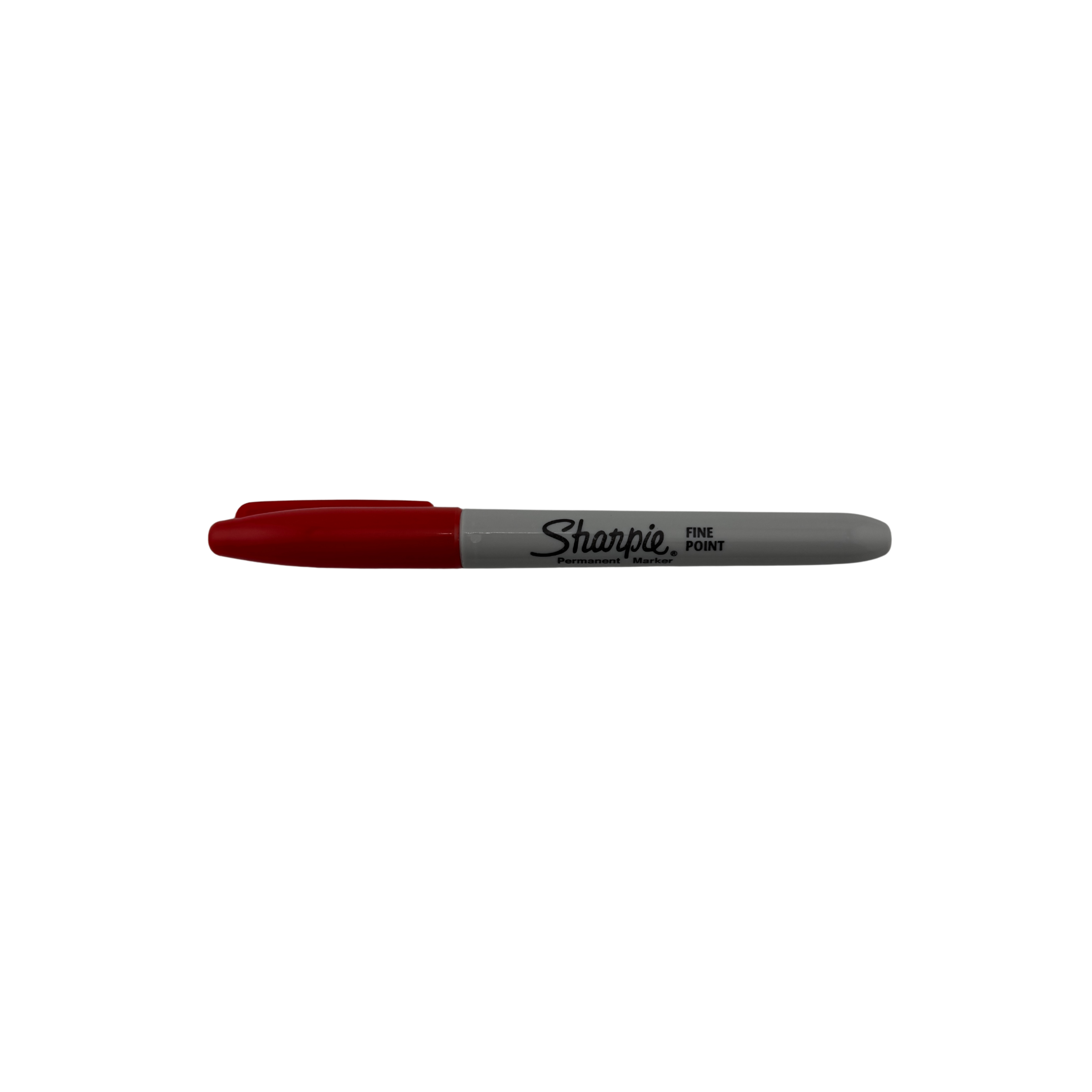 Red Sharpie marker on a white background