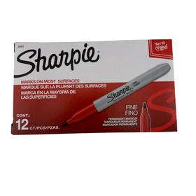 Box of Sharpie fine permanent markers on a white background
