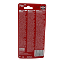 Red Milwaukee tool packaging with text and barcode on a white background