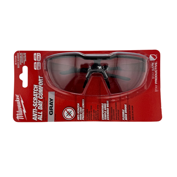Milwaukee safety glasses in red packaging on a white background
