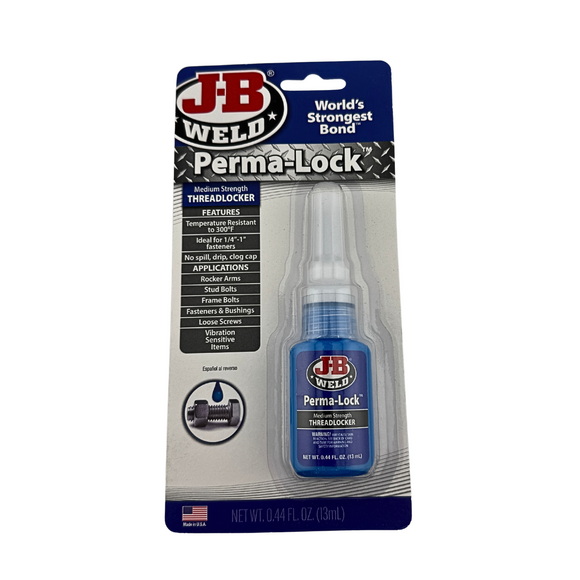 JB Weld Perma-Lock threadlocker packaging on a white background