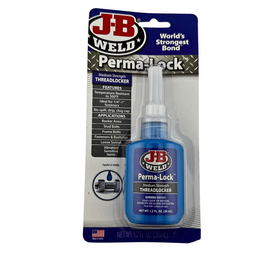 JB Weld Perma-Lock threadlocker bottle in packaging on a white background