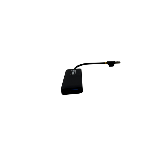 Black USB hub on a white background