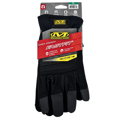 Black glove with 'Mechanix Wear' packaging on a white background