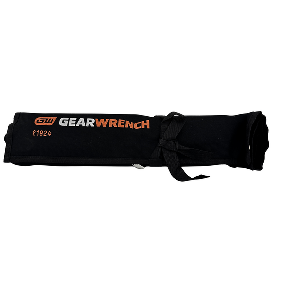 Black tool roll with GearWrench branding on a white background